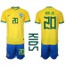 Brasilien Vinicius Junior #20 Barnkläder Hemma matchtröja till baby VM 2022 Kortärmad (+ Korta byxor) Billigt